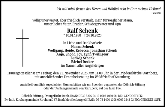 Traueranzeige von Ralf Schenk von Süddeutsche Zeitung