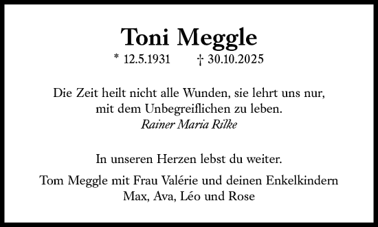 Traueranzeige von Toni Meggle von Süddeutsche Zeitung