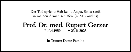 Traueranzeige von Rupert Gerzer von Süddeutsche Zeitung