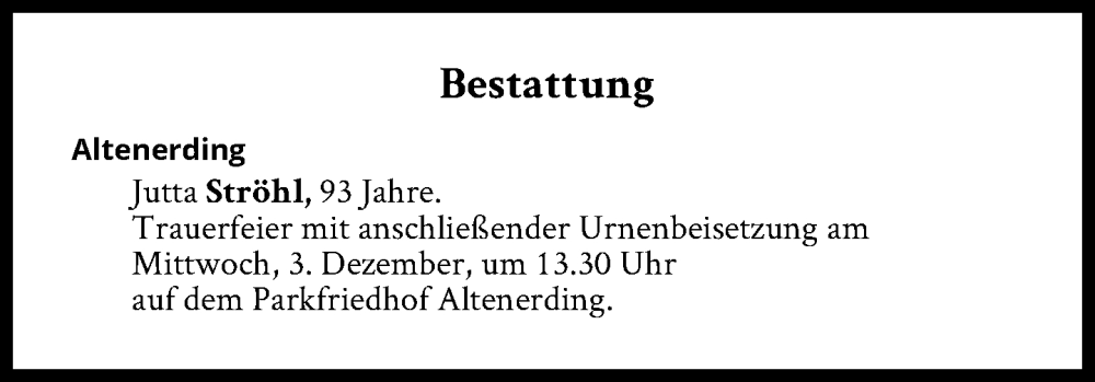  Traueranzeige für Bestattungen vom 03.12.2025 vom 03.12.2025 aus Süddeutsche Zeitung