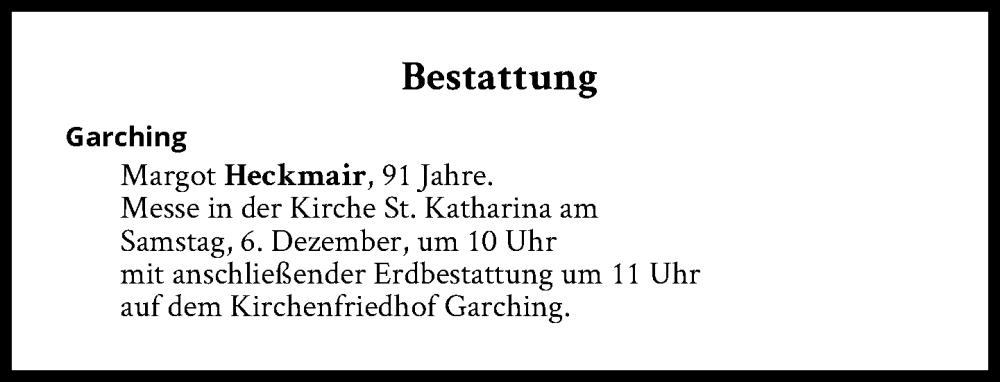  Traueranzeige für Bestattungen vom 06.12.2025 vom 06.12.2025 aus Süddeutsche Zeitung