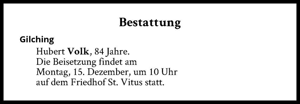  Traueranzeige für Bestattungen vom 15.12.2025 vom 15.12.2025 aus Süddeutsche Zeitung