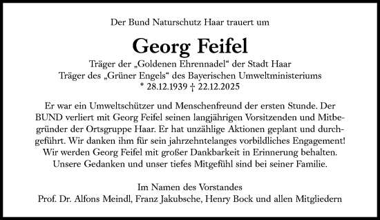 Traueranzeige von Georg Feifel von Süddeutsche Zeitung