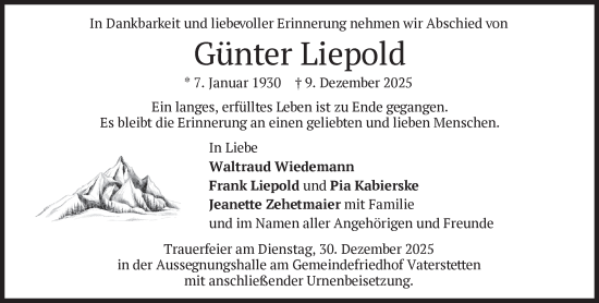 Traueranzeige von Günter Liepold von Süddeutsche Zeitung