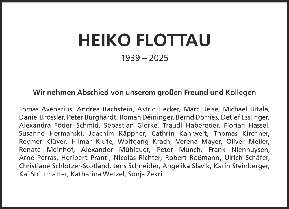 Traueranzeige für Heiko Flottau vom 20.12.2025 aus Süddeutsche Zeitung