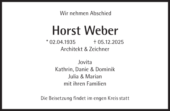 Traueranzeige von Horst Weber von Süddeutsche Zeitung