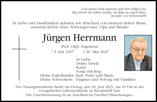 Traueranzeige von Jürgen Herrmann von Süddeutsche Zeitung