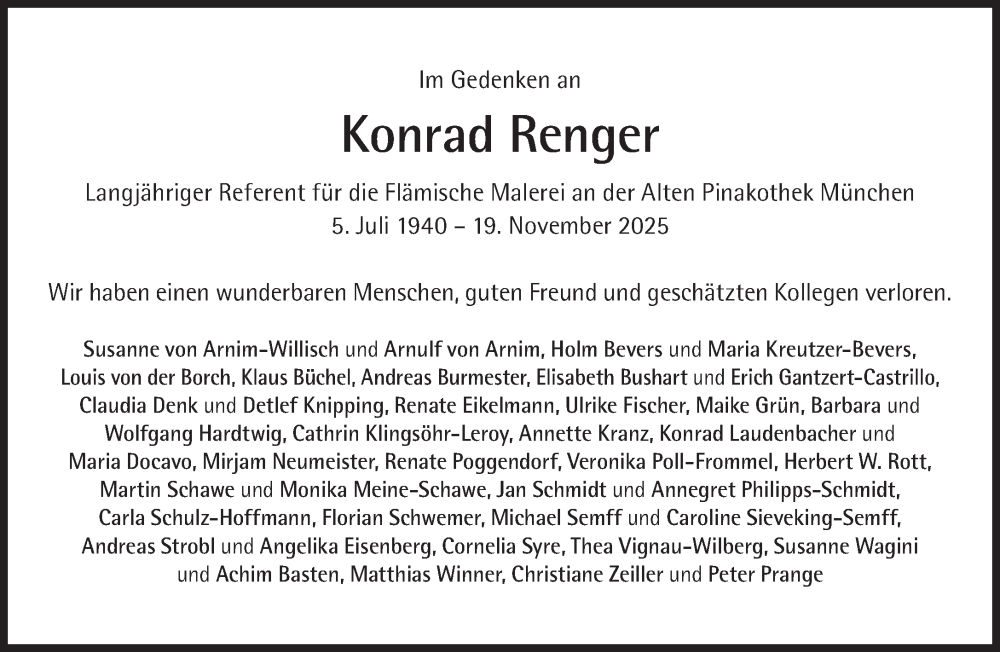  Traueranzeige für Konrad Renger vom 13.12.2025 aus Süddeutsche Zeitung