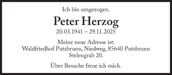 Traueranzeige von Peter Herzog von Süddeutsche Zeitung
