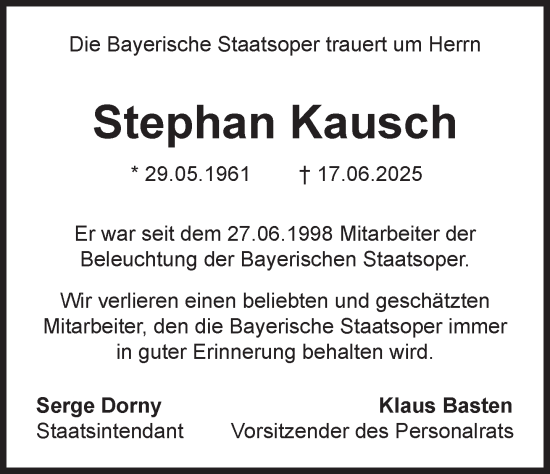 Traueranzeige von Stephan Kausch von Süddeutsche Zeitung