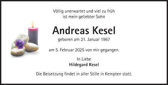 Traueranzeige von Andreas Kesel von Süddeutsche Zeitung