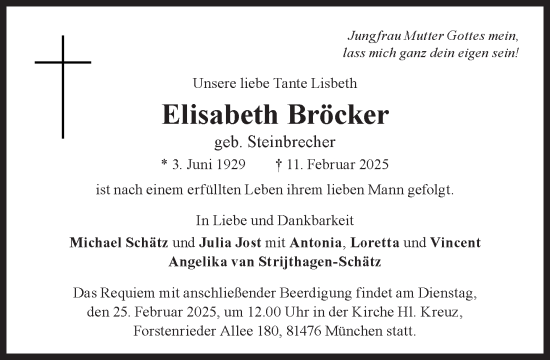 Traueranzeige von Elisabeth Bröcker von Süddeutsche Zeitung