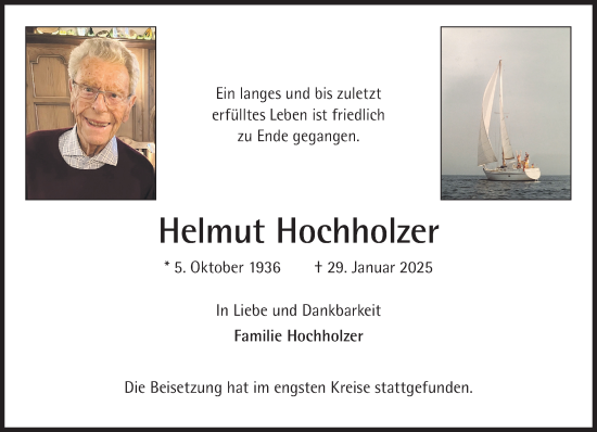 Traueranzeige von Helmut Hochholzer von Süddeutsche Zeitung