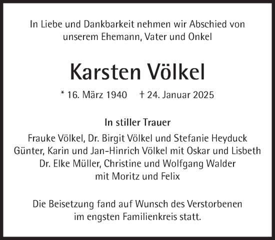 Traueranzeige von Karsten Völkel von Süddeutsche Zeitung
