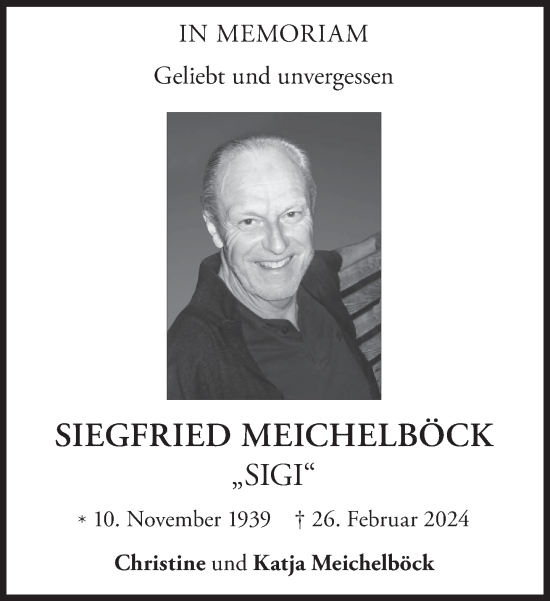 Traueranzeige von Siegfried Meichelböck von Süddeutsche Zeitung