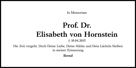 Traueranzeige von Elisabeth  von Hornstein von Süddeutsche Zeitung