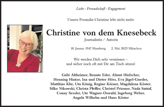 Traueranzeige von Christine von dem Knesebeck von Süddeutsche Zeitung