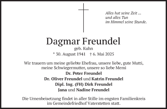 Traueranzeige von Dagmar Freundel von Süddeutsche Zeitung