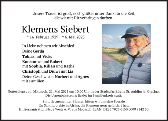 Traueranzeige von Klemens Siebert von Süddeutsche Zeitung