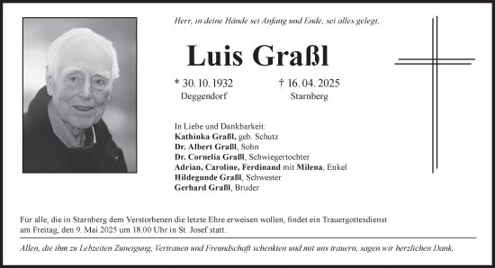 Traueranzeige von Luis Graßl von Süddeutsche Zeitung