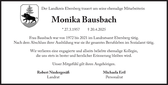 Traueranzeige von Monika Bausbach von Süddeutsche Zeitung