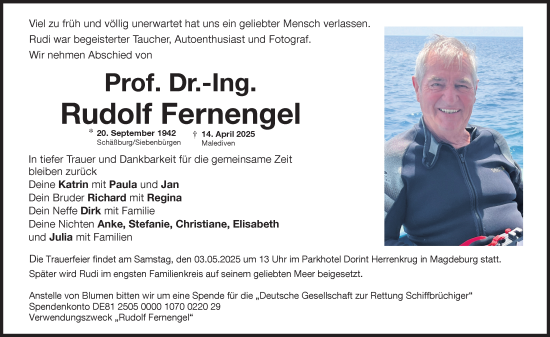 Traueranzeige von Rudolf Fernengel von Süddeutsche Zeitung