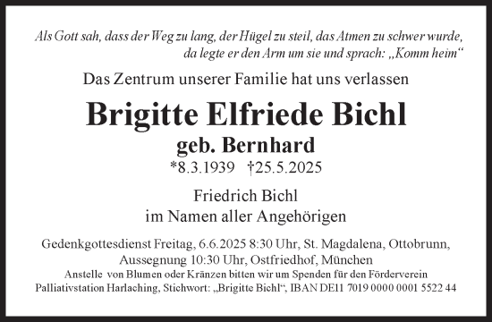 Traueranzeige von Brigitte Elfriede Bichl von Süddeutsche Zeitung