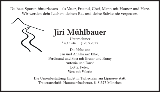 Traueranzeige von Jiri Mühlbauer von Süddeutsche Zeitung