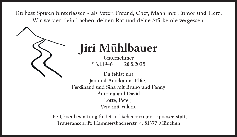  Traueranzeige für Jiri Mühlbauer vom 24.05.2025 aus Süddeutsche Zeitung