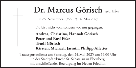 Traueranzeige von Marcus Görisch von Süddeutsche Zeitung