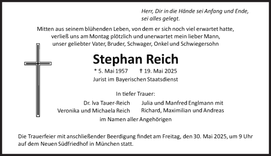 Traueranzeige von Stephan Reich von Süddeutsche Zeitung