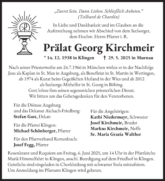 Traueranzeige von Georg Kirchmeir von Süddeutsche Zeitung