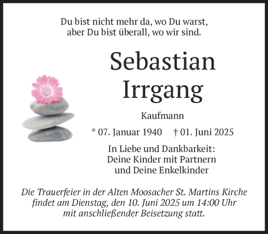 Traueranzeige von Sebastian Irrgang von Süddeutsche Zeitung