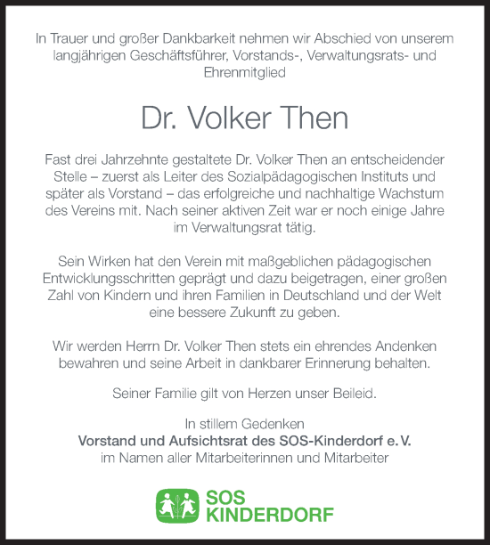 Traueranzeige von Volker Then von Süddeutsche Zeitung