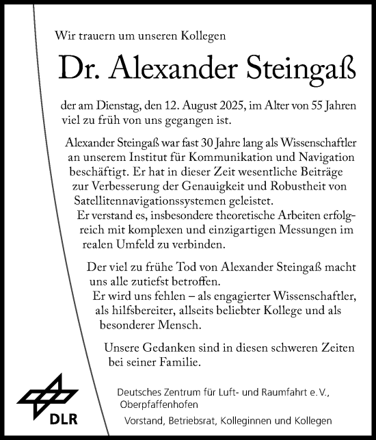Traueranzeige von Alexander Steingaß von Süddeutsche Zeitung