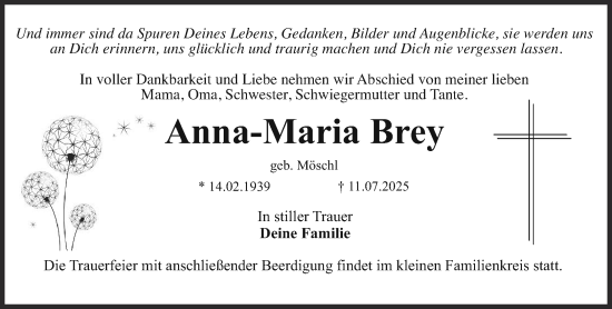 Traueranzeige von Anna-Maria Brey von Süddeutsche Zeitung