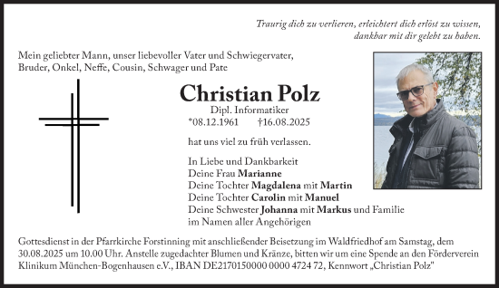 Traueranzeige von Christian Polz von Süddeutsche Zeitung