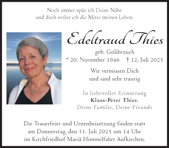 Traueranzeige von Edeltraud Thies von Süddeutsche Zeitung