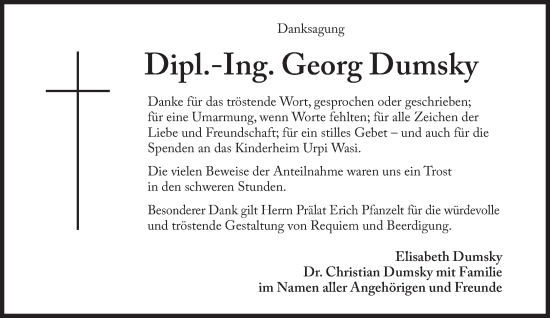 Traueranzeige von Georg Dumsky von Süddeutsche Zeitung