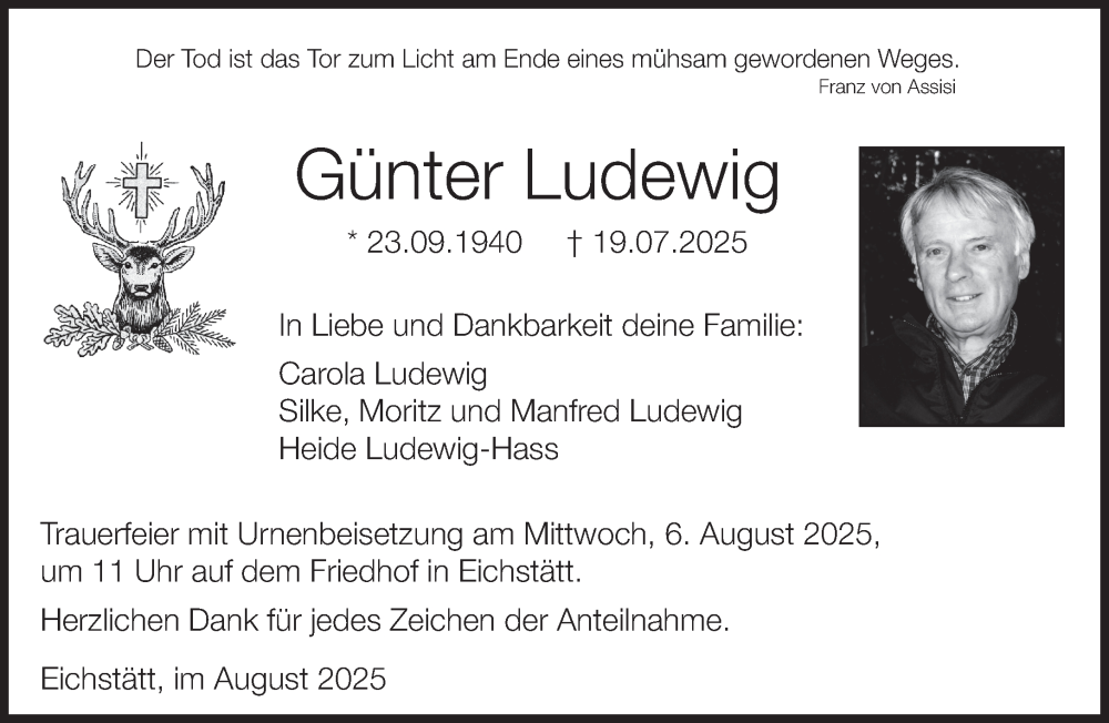  Traueranzeige für Günter Ludewig vom 02.08.2025 aus Süddeutsche Zeitung