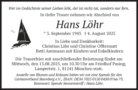 Traueranzeige von Hans Löhr von Süddeutsche Zeitung