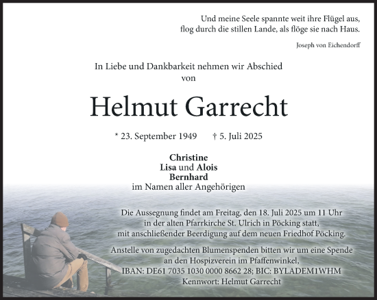 Traueranzeige von Helmut Garrecht von Süddeutsche Zeitung