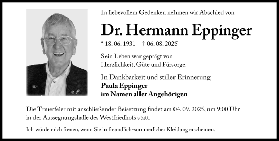 Traueranzeige von Hermann Eppinger von Süddeutsche Zeitung