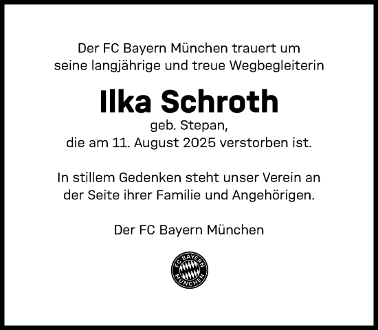 Traueranzeige von Ilka Schroth von Süddeutsche Zeitung