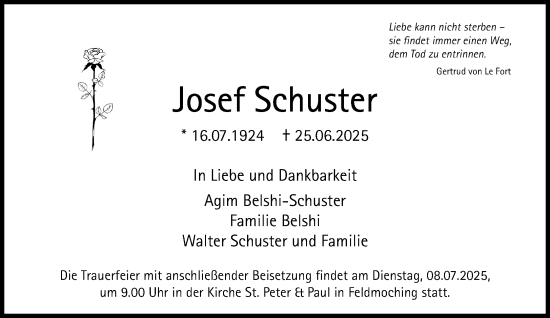Traueranzeige von Josef Schuster von Süddeutsche Zeitung