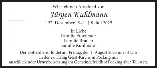 Traueranzeige von Jürgen Kuhlmann von Süddeutsche Zeitung