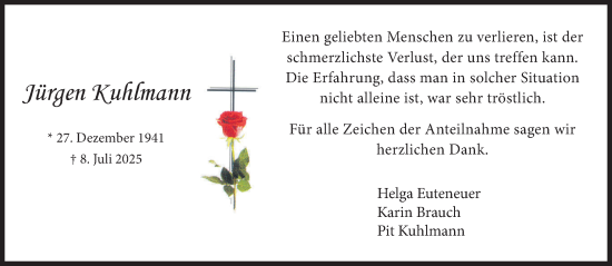 Traueranzeige von Jürgen Kuhlmann von Süddeutsche Zeitung
