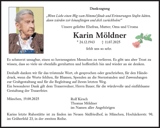 Traueranzeige von Karin Möldner von Süddeutsche Zeitung