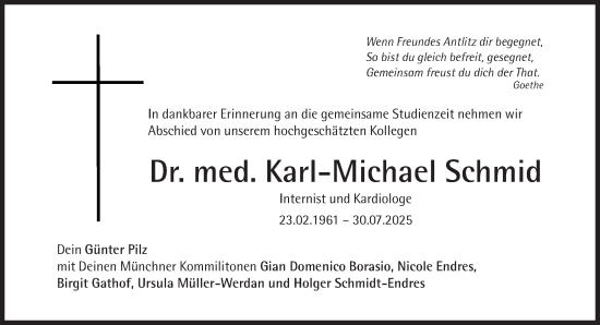 Traueranzeige von Karl-Michael Schmid von Süddeutsche Zeitung