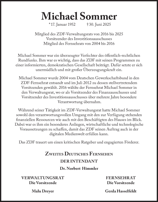 Traueranzeige von Michael Sommer von Süddeutsche Zeitung